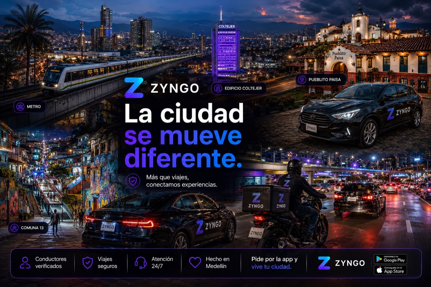 Metro, Edificio Coltejer, Pueblito Paisa y Comuna 13 en Medellín